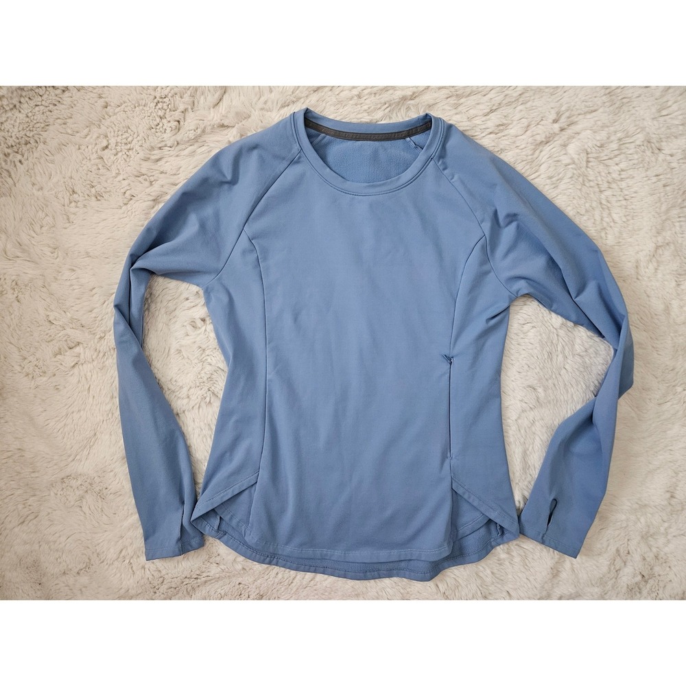 Baleaf Blue Fleece Lined Athletic Long Sleeve Shirt Thumbholes Women's Size M